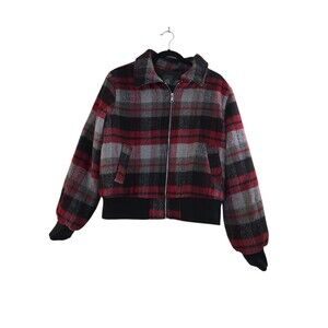 Wild Fable Flannel Jacket Women's Lined Size Large Wool Blend Red